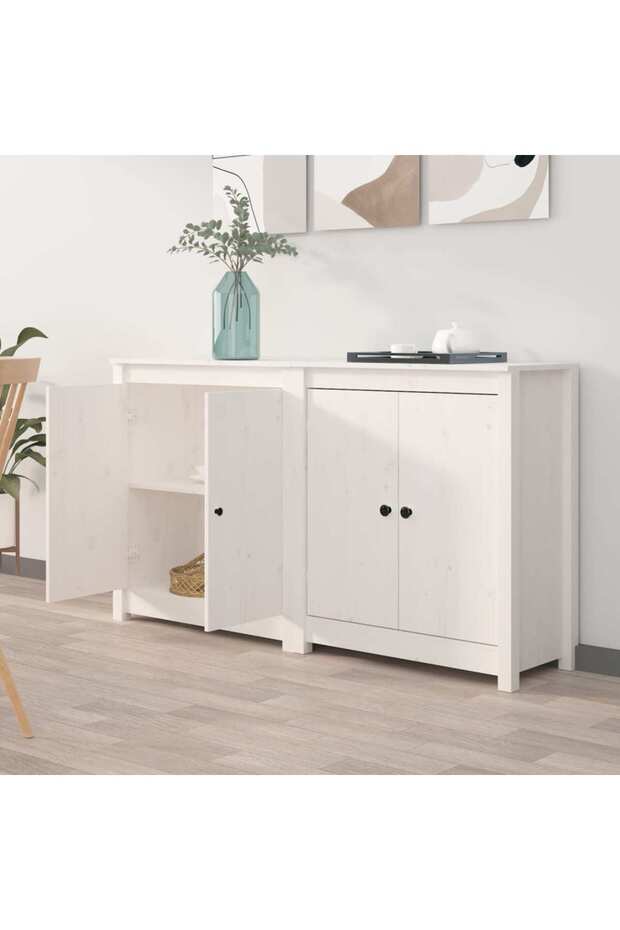 Sideboards 2 pcs White 70x35x80 cm Solid Wood Pine