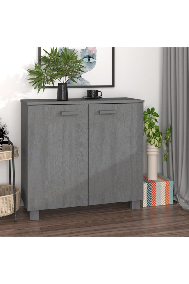 Sideboard HAMAR Dark Grey 85x35x80 cm Solid Wood Pine