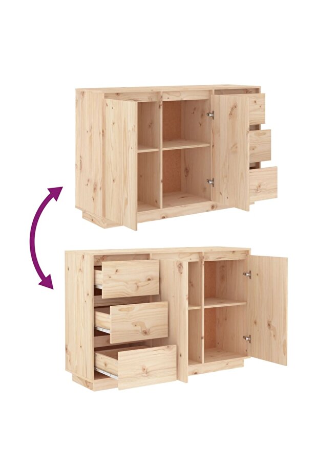 Sideboard 111x34x75 cm Solid Wood Pine - 4