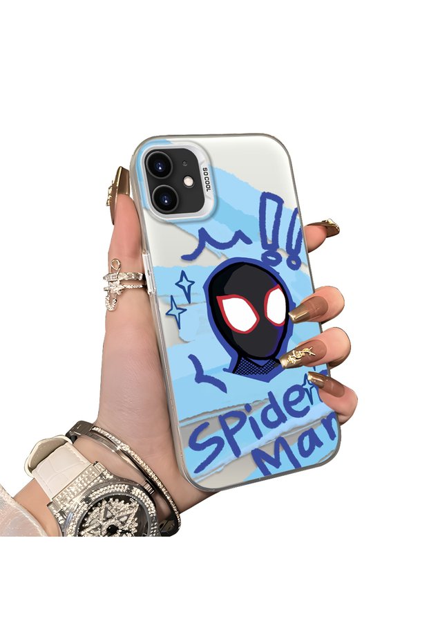 iPhone 12 Compatible Silicone Edge Acrylic Back Spiderman Protective Case