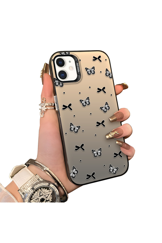 iPhone 11 Compatible Acrylic Back Silicone Edge Bow Protective Case