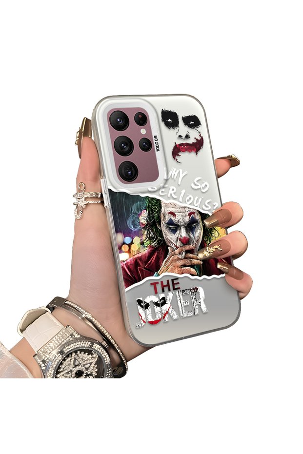 Samsung Galaxy S22 Ultra Compatible Acrylic Back Silicone Edge Clown Joker Protective Case