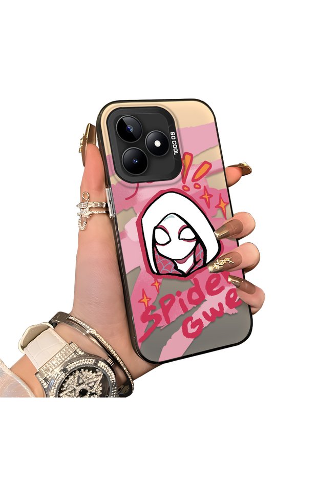 Realme C53 Compatible Silicone Edge Acrylic Back Spiderman Protective Case