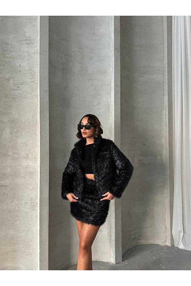 Dik Yaka Simli Saçaklı Ceket - 2