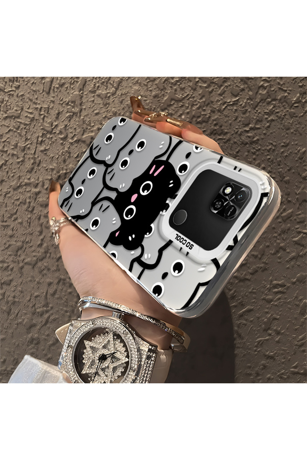 Xiaomi Redmi 9C Compatible Silicone Edge Acrylic Back Sweet Cat Protective Case