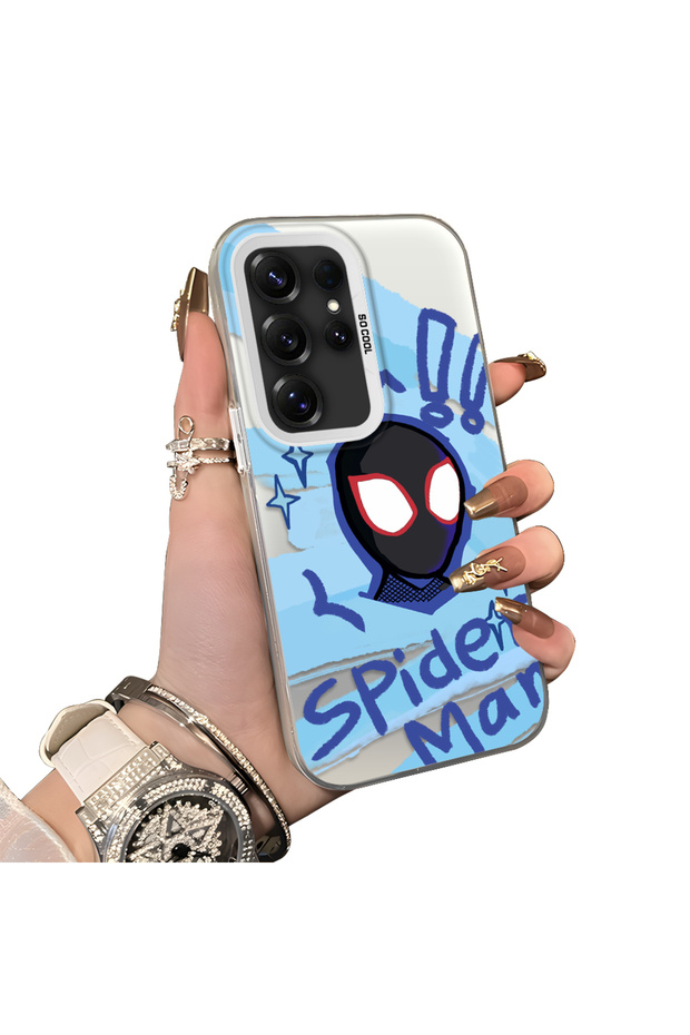 Samsung Galaxy S25 Ultra Compatible Silicone Edge Acrylic Back Spiderman Protective Case