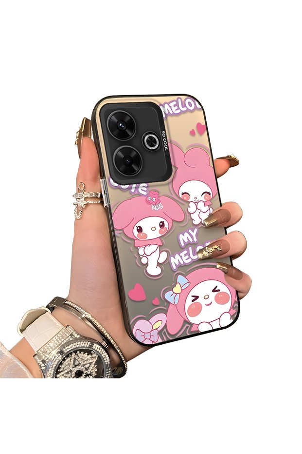 Xiaomi Redmi 13X Compatible Protective Silicone Edge Acrylic Back Kuromi Case