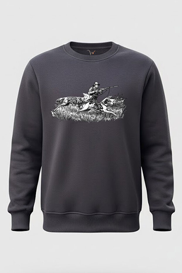Outdoor Hunting Hunter and Hound Dog 100% Cotton Regular Fit Crew Neck 3 Thread Winter Sweatshirt