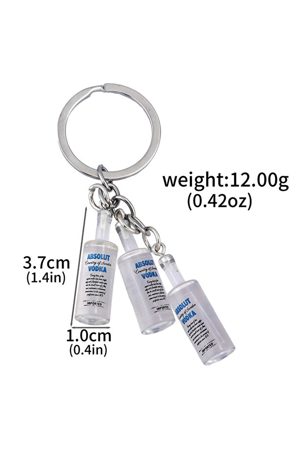 K00924-01 Creative Bottle Keychain For Men & Women Miniature Evian & Vodka Bottle Key Ring Charm Fun