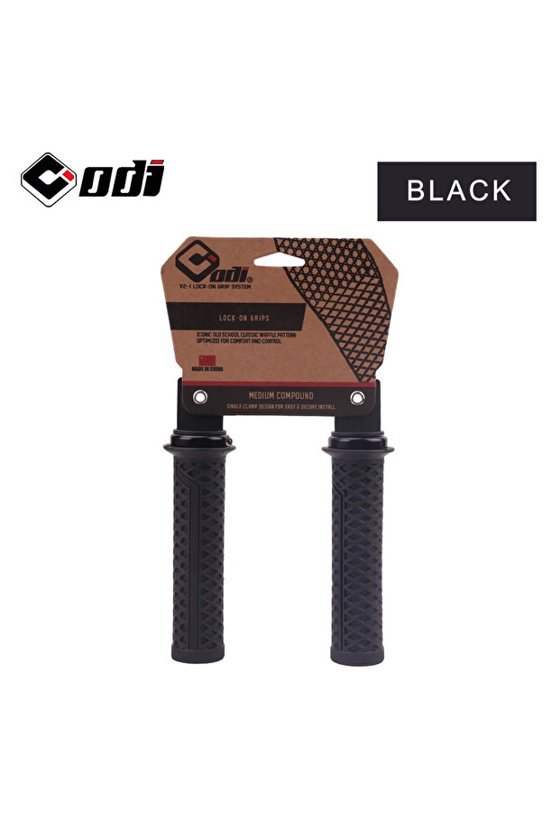 Black ODI VS-21 Lock-On Bicycle Handlebar Grips Anti-Slip Silicone Cover with Waffle Pattern for Sho