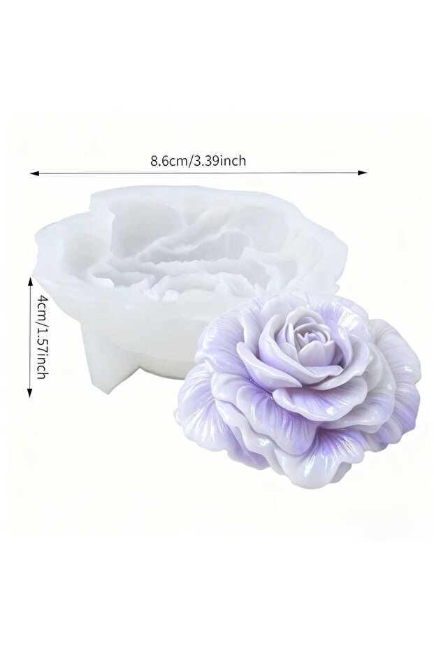 Mdh 1 Piece 3D Romantic Rose Silicone Mold, Suitable for Candles, Soaps, and Resin Crafts - Pink Flo