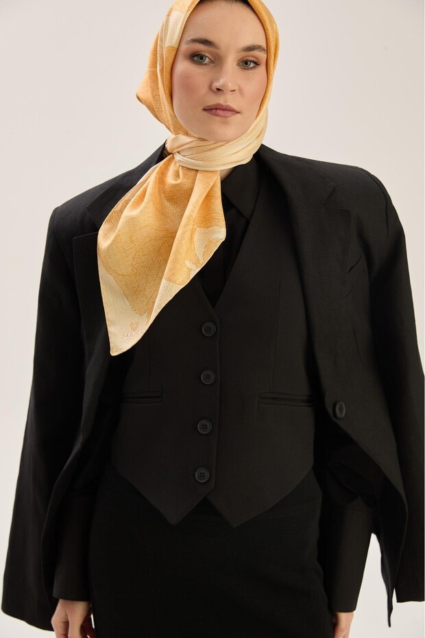 Mulbrry Silk Scarf Yellow 90 X 90