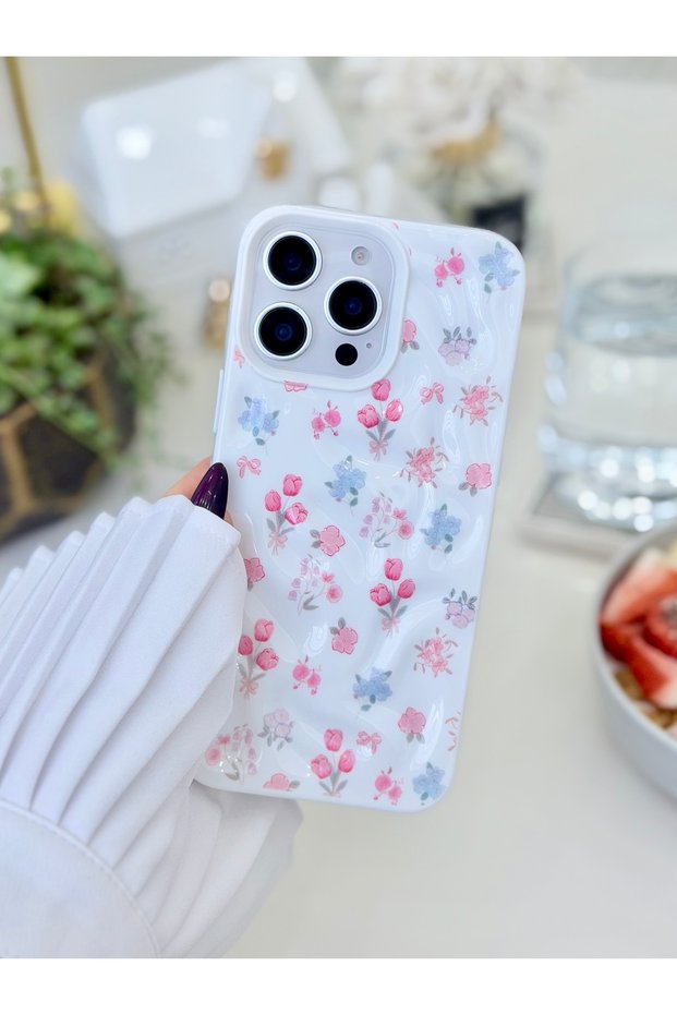 Flexible Silicone Case with 3D Embossed Tulip Design Compatible with iPhone 16 Promax