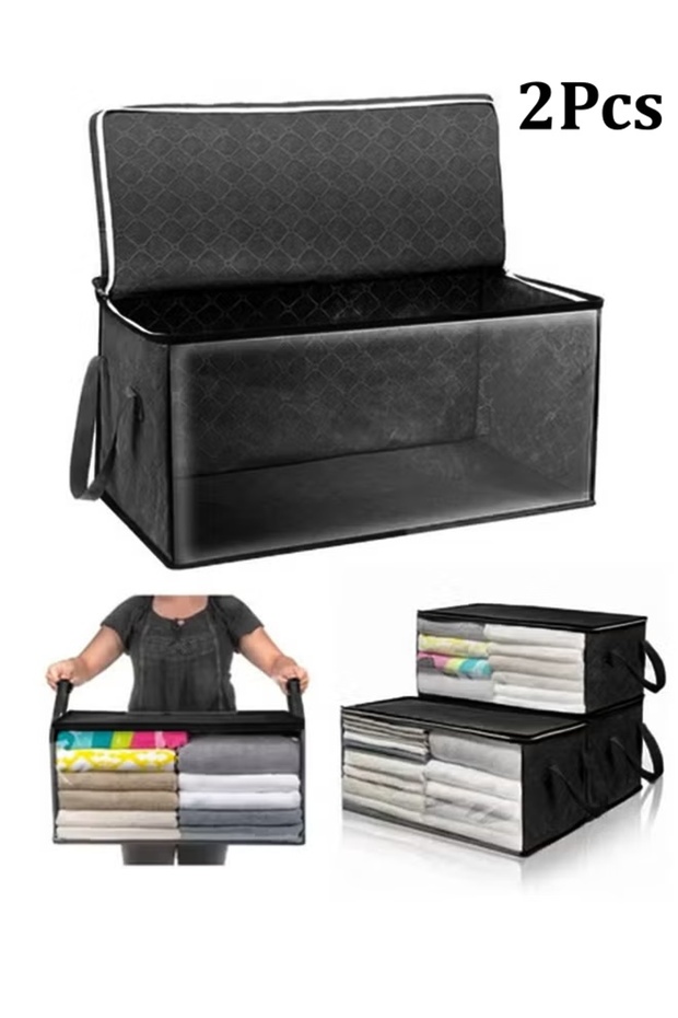 2Pcs Storage Bags Clothes Storage Bins Foldable Closet Organizers Storage Containers