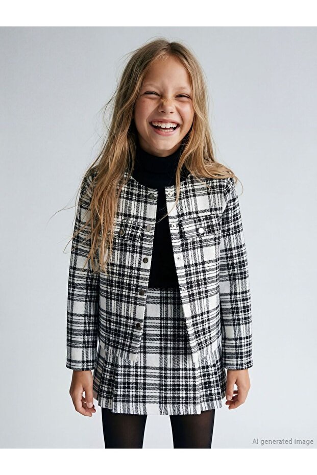 Plaid girl's tweed shirt
