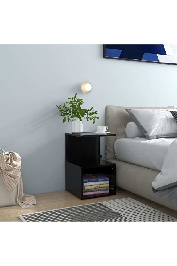 Bedside Cabinet Black 35x35x55 cm Engineered Wood