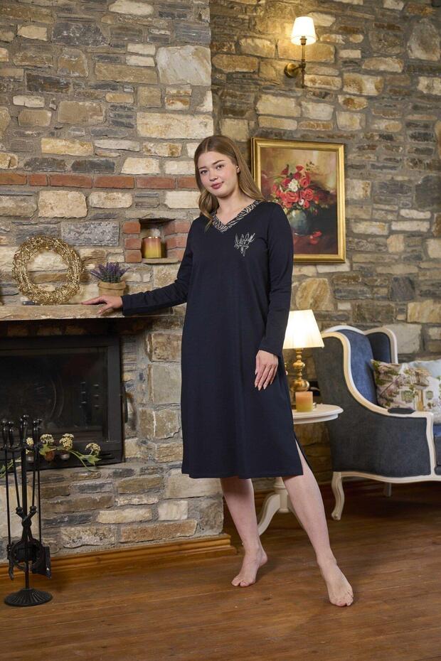 Women's Navy Blue Long Sleeve Dress 26323