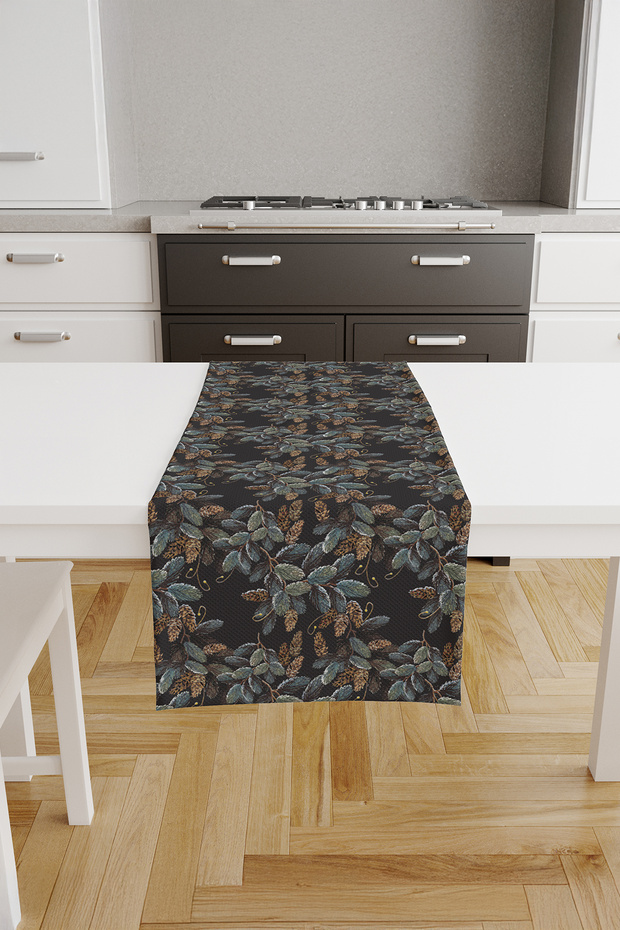 Leaf Pattern Runner - Dark Green / Smoked-Wtr - 1