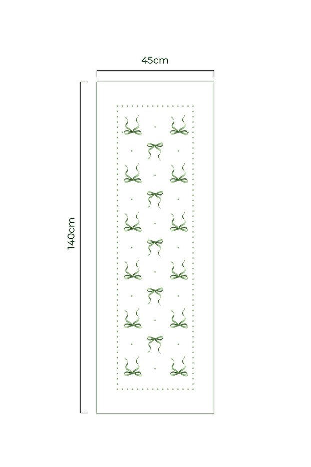 Fiore Bow Patterned Runner - Green / White-Jtr - 2