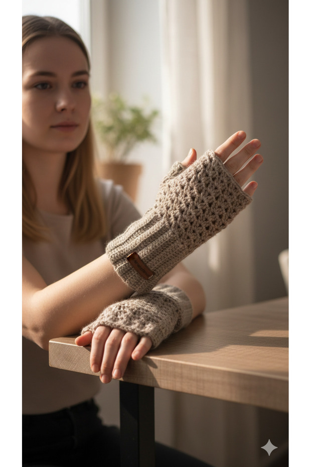 Modern Tasarım: Örme Yarım Parmak Eldiven - 1