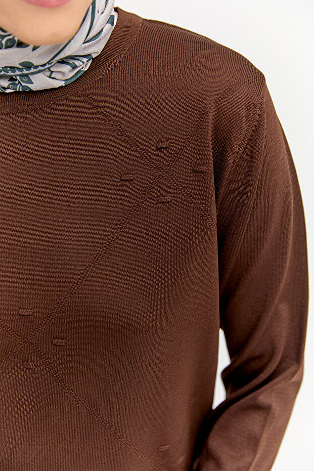 Parçalı Yırtmaçlı Triko Bluz - 5