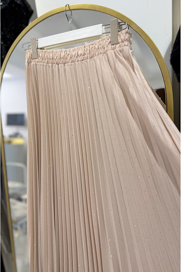 Minik Taşlı Plise Etek - 5