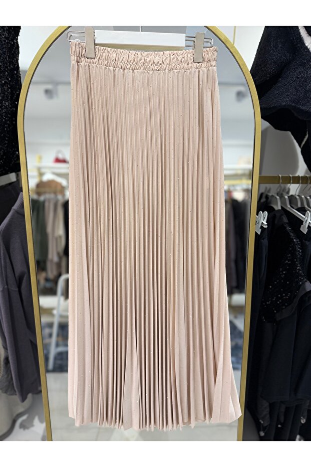 Minik Taşlı Plise Etek - 4