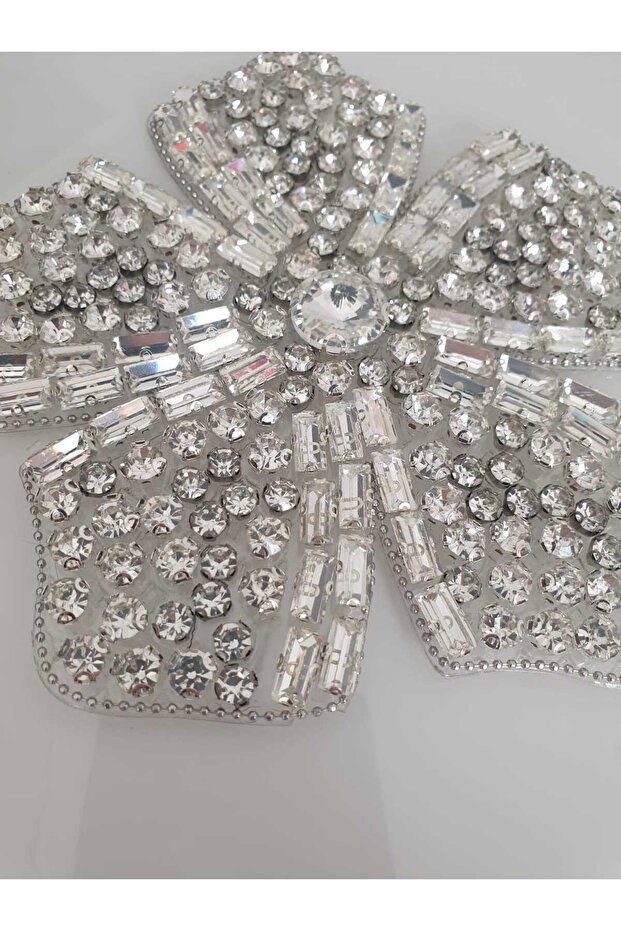 Iron-On Stone Flower Model Decorative Strip Applique Accessory