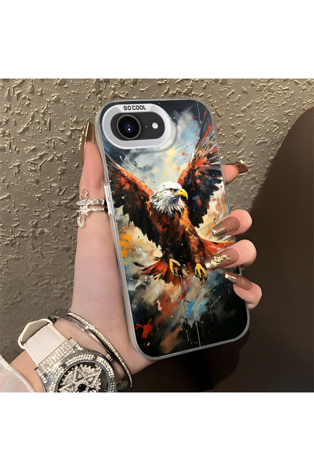 حافظة متوافقة مع هاتف iPhone 16e، حافظة هاتف صلبة مضادة للسقوط، نمط النسر - 1