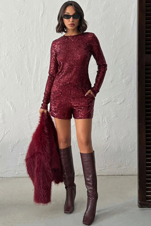 Cepli Siyah Payetli Şort - 1