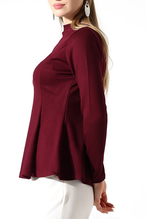 Polyviskon Dik Yaka Basic Bluz – Günlük ve Rahat - 7