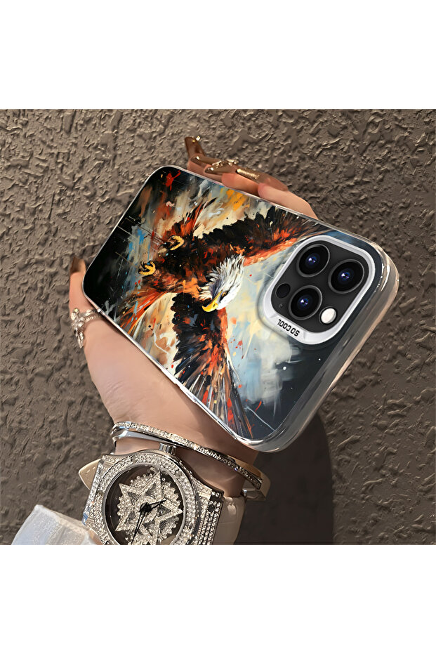 iPhone 16 Pro Compatible Case Hard Shell Anti Fall Phone Case Eagle Pattern - 3