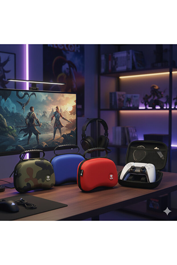 Hard Shell Carrying Case Compatible with PS5 DualSense Wireless Controller, Red - 3