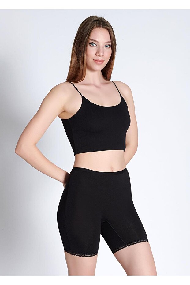 0248 Women's Short Leggings with Lace Trim