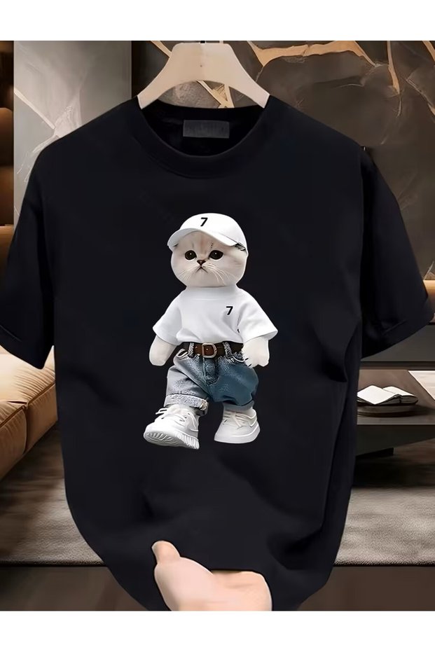 Cute Cat Printed Pattern T-Shirt