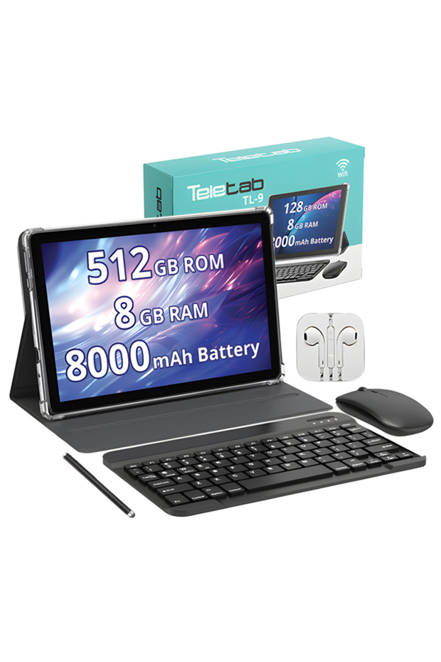 TL-4 Tablet 10.1" 8GB RAM 512GB 4G LTE Dual SIM Silver, Grey Cover, Keyboard, Mouse & Accessories - 2
