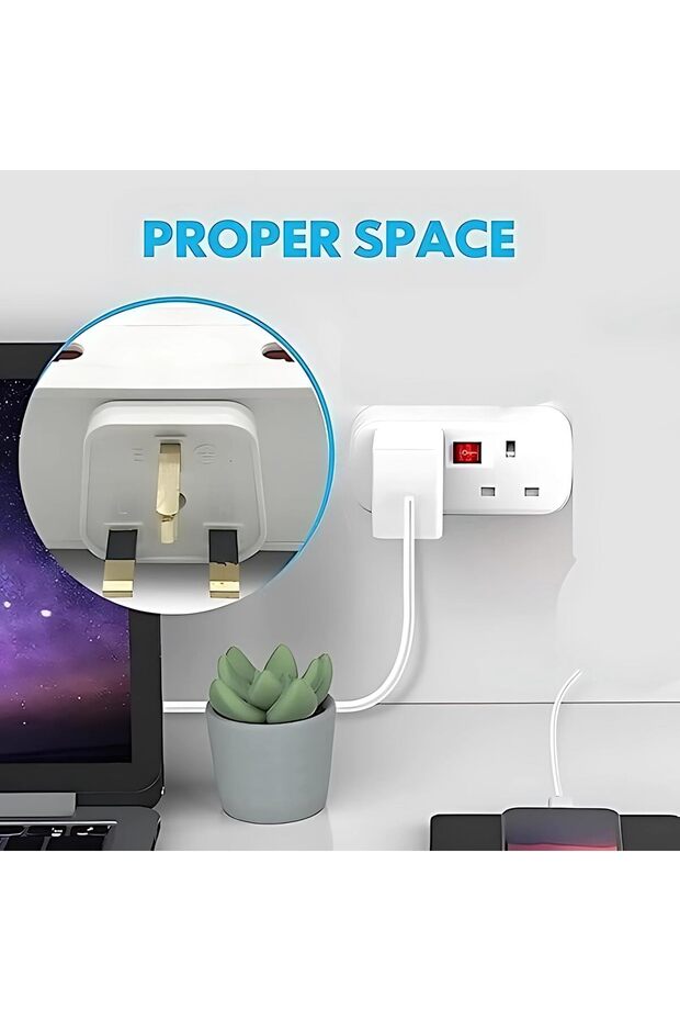 محول كهربائي عالمي مزود بأربعة منافذ كهربائية - 4