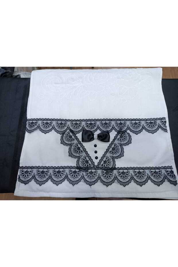 Heavy Guipure Lace Groom Towel