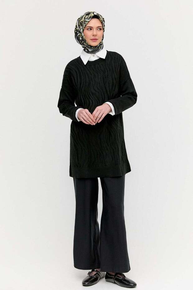 Zebra Desenli Triko Tunik - 1