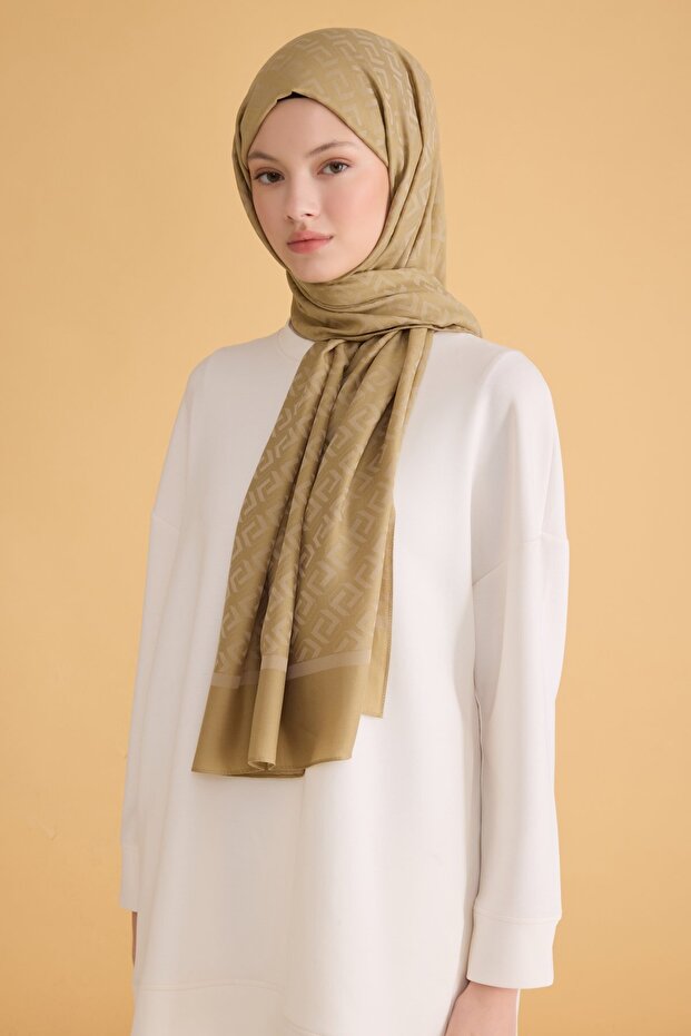 Fresh Geometric Pattern Camel Elosia Shawl 2 - 16