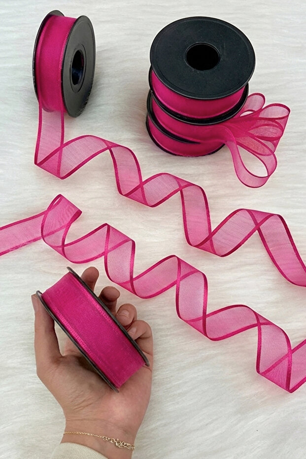 Fuchsia Chiffon Ribbon 2.5 cm 20 Meters, Bride, Groom, Bundle, Engagement, Dowry, Special Occasion, Gift, Decoration