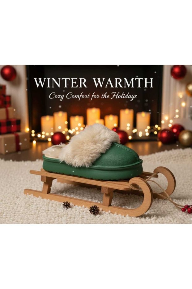 Furry Inside, Eva Outside, Waterproof, Non-Slip Sole, Closed Front, Indoor Slippers, Winter Slippers