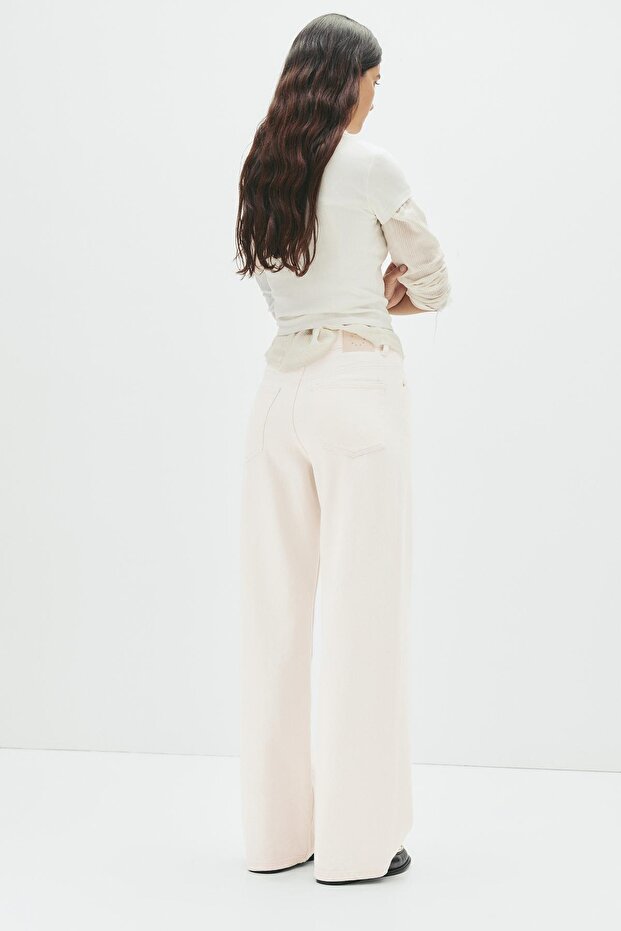 Yüksek bel geniş paça jean - 2