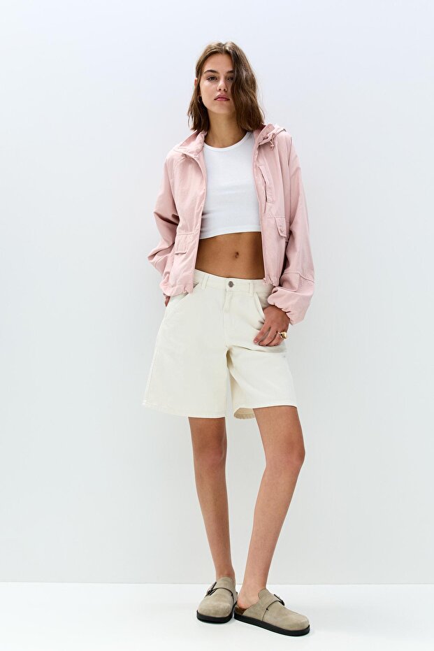 Kapüşonlu hafif kısa ceket - 2