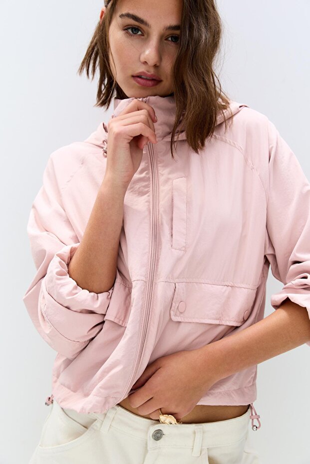 Kapüşonlu hafif kısa ceket - 3