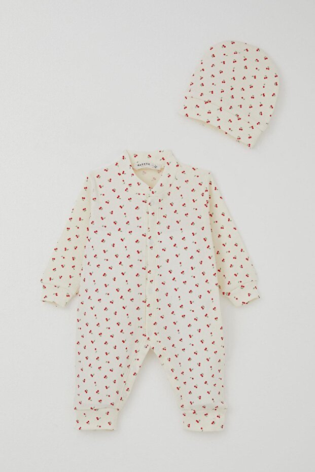 Baby Girl Romper Cherry Garden 0-6 Months, Cream
