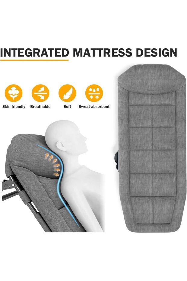 سرير تخييم قابل للطي محمول مع مسند ظهر قابل للتعديل - 2