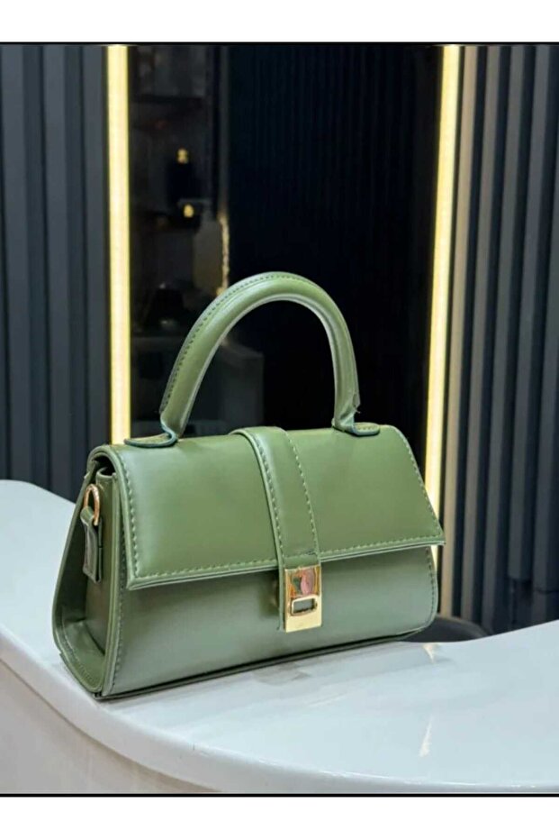 Women's Small Size Classic Hand and Shoulder Bag Khaki
