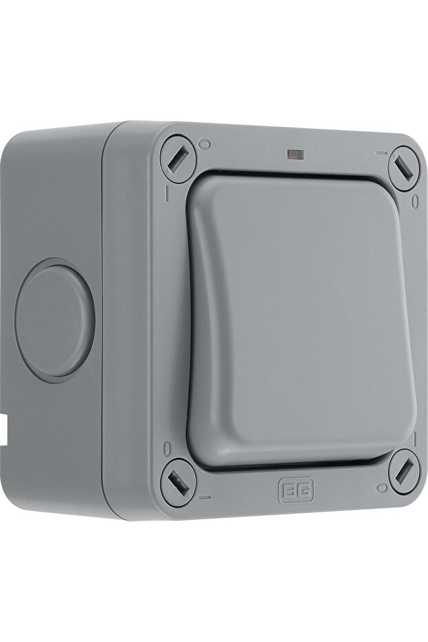 BG Electrical Single 2-Way Outdoor Weatherproof Switch, IP66 Rated, 20AX, Grey