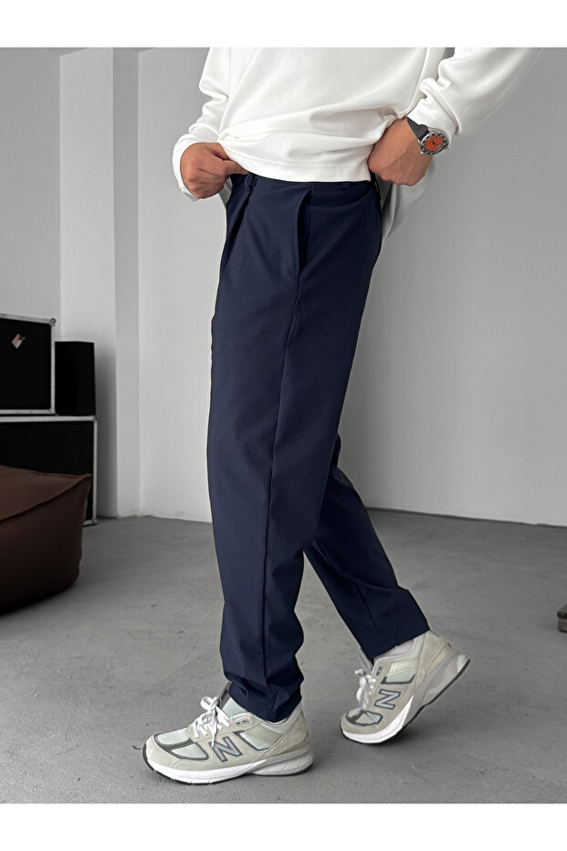 Lacivert Gofre Basic Pileli Pantolon C-6142 - 6